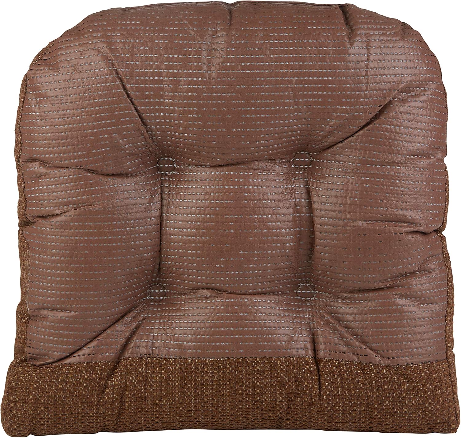Klear Vu Gripper Overstuffed Universal Non-Slip Dining Chair Cushions for Kitchen Decor or Office Use, U-Shaped Skid-Proof Seat Pad, 15x15 Inches, 8 Count (Pack of 1), Waffle Brown
