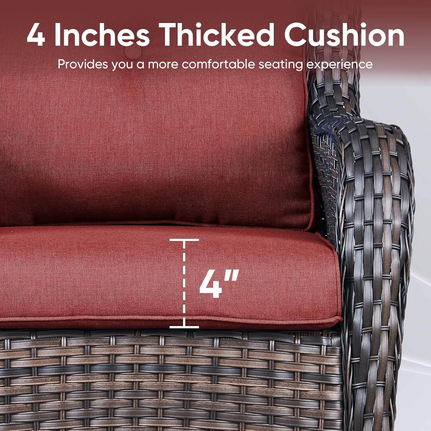 Outdoor Chair Cushions 3 Packs - Outside High Back Thick Water-Resistant Cushion 22x24 with Zipper Cover for Patio Glider Rocking Chairs Loveseat Couch – Red/Buckle