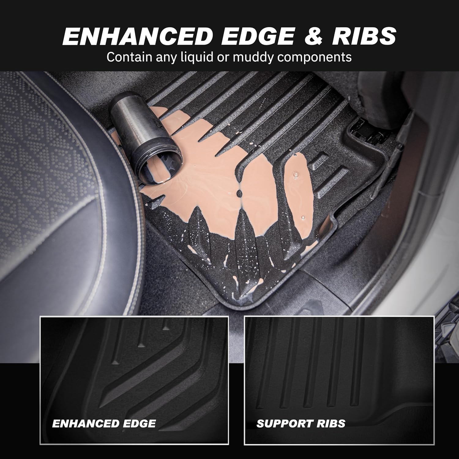 Premium MAXPRO Jeep Gladiator Accessories Car Mats Full Set 2020-2026 with Tool Box, Custom TPE Automotive Floor Mats Alternative to Rubber Floor Mats for Car, Truck Car Floor Liners Jeep Floor Mats