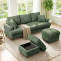 Kidirect 87in U Shaped Couch, Modular Sofa No Tool Assembly, Comfy Sectional Couches for Living Room 21in Deeper Seats, Corduroy Sofas for Living Room with 2 Pillows, Loveseat Sofa Set, Green Couch
