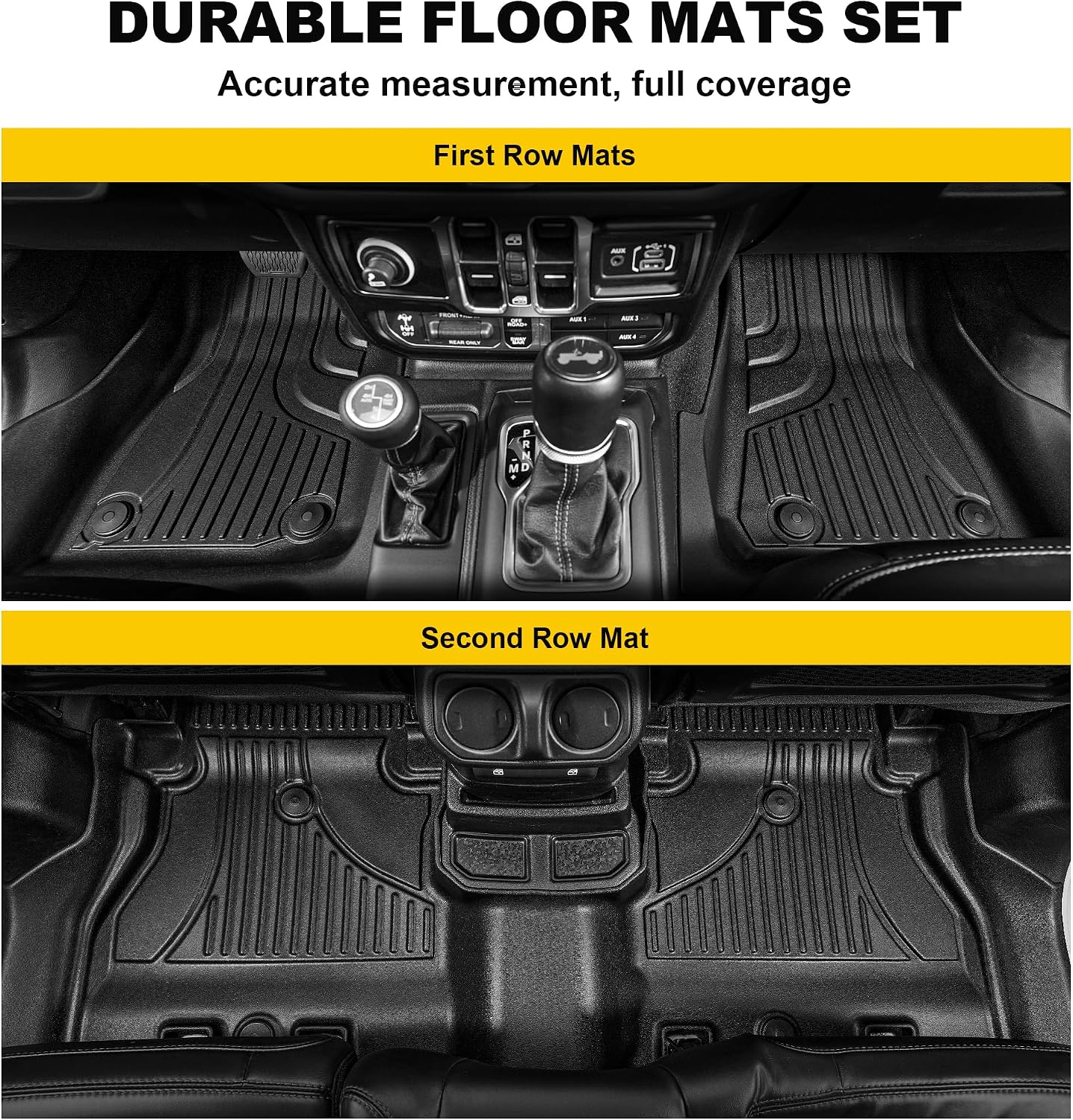 TTX LIGHTING Floor Mats & Cargo Liner & Backrest Mat for Ford Expedition Max 2018-2024 with 2nd Row Bucket Seat - 1st & 2nd & 3rd Row Floor Liner All Weather Protection Car Accessories (Only for Max)