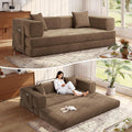 MoonSpeak 78.8''Sleeper Couch Bed for Livingroom,Convertible Modular Sofa with Armrest Pillow,Modular Foldable Corduroy Couches in a Box,No Assembly (Brown)