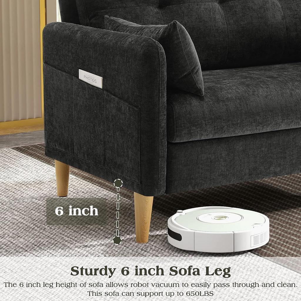 Hanherry Loveseat Sofa, 47' Small Couch for Living Room, Comfy Chenille Fabric Love Seat for Bedroom with Throw Pillow,Removable Cushion Cover,Couches for Small Space,Apartment,Dorm