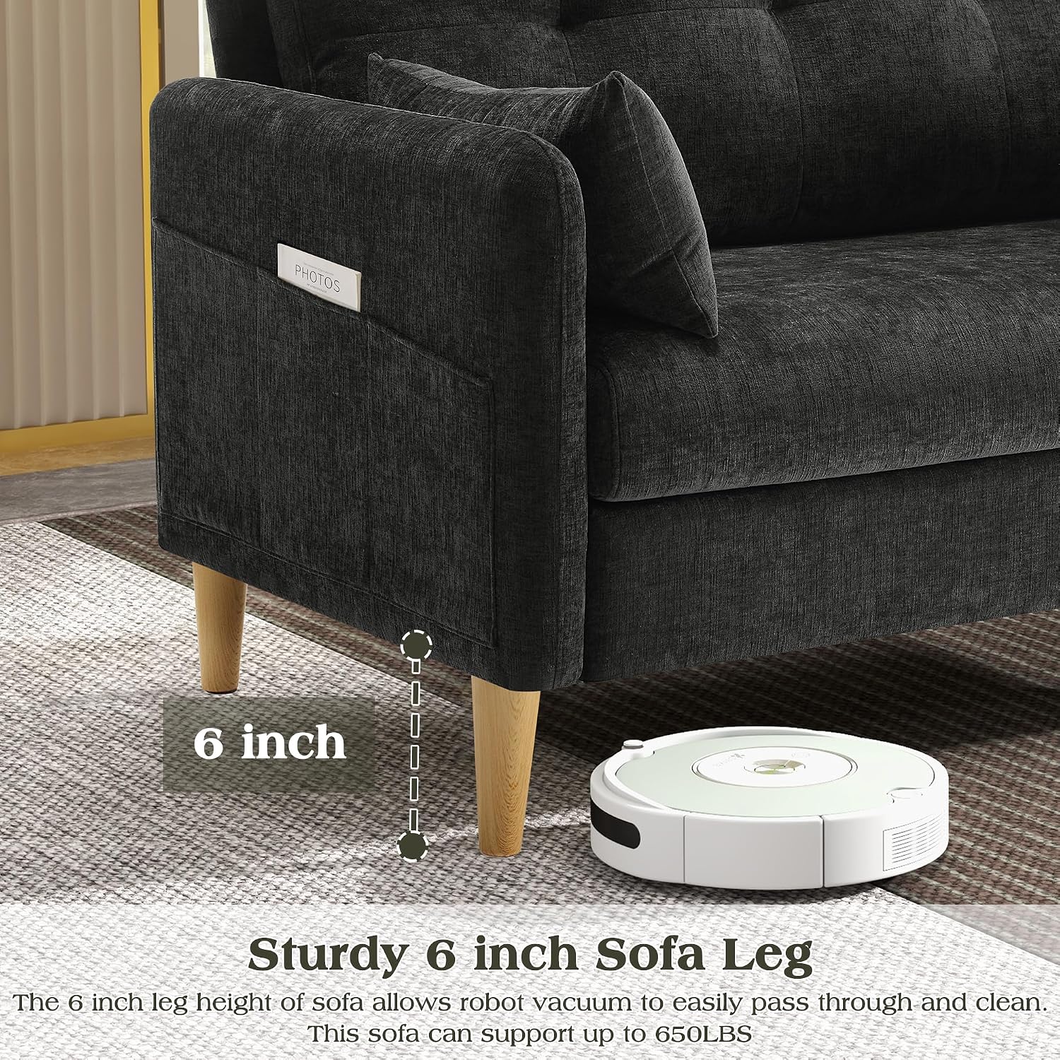 Hanherry Loveseat Sofa, 47' Small Couch for Living Room, Comfy Chenille Fabric Love Seat for Bedroom with Throw Pillow,Removable Cushion Cover,Couches for Small Space,Apartment,Dorm