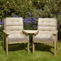 Magpie Fabrics Indoor Outdoor Tufted High Back Chair Cushion Set of 2, Waterproof All-Weather Deep Seating Rocking Chair Patio Chaise Lounge Sun Lounger Chair Cushions(Recycled Cream White)