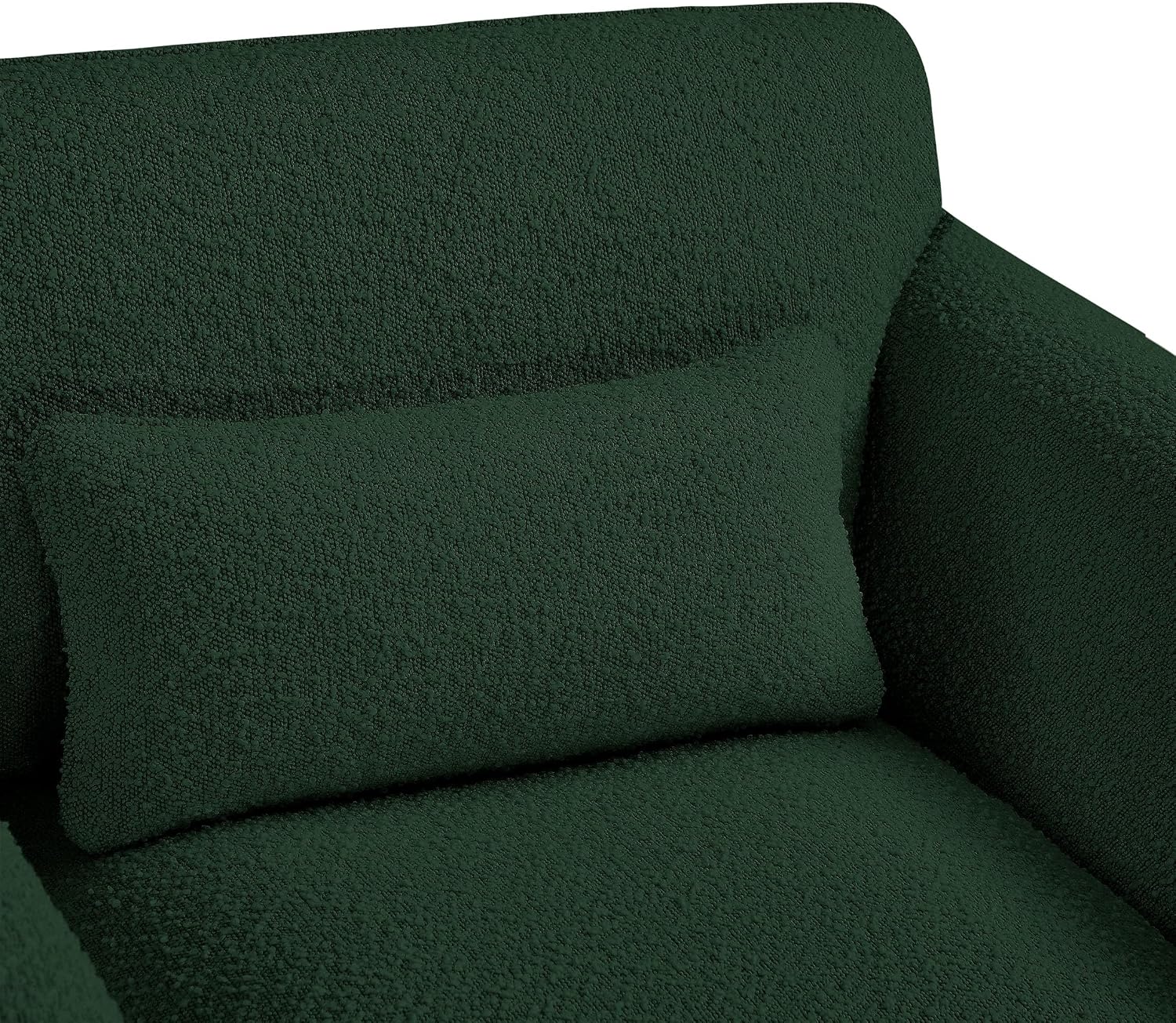 Meridian Furniture 198Green-S Stylus Collection Modern | Contemporary Boucle Fabric Upholstered Sofa with Rich Green Boucle Fabric, Curved Arms, 86' W x 38' D x 31' H, Green