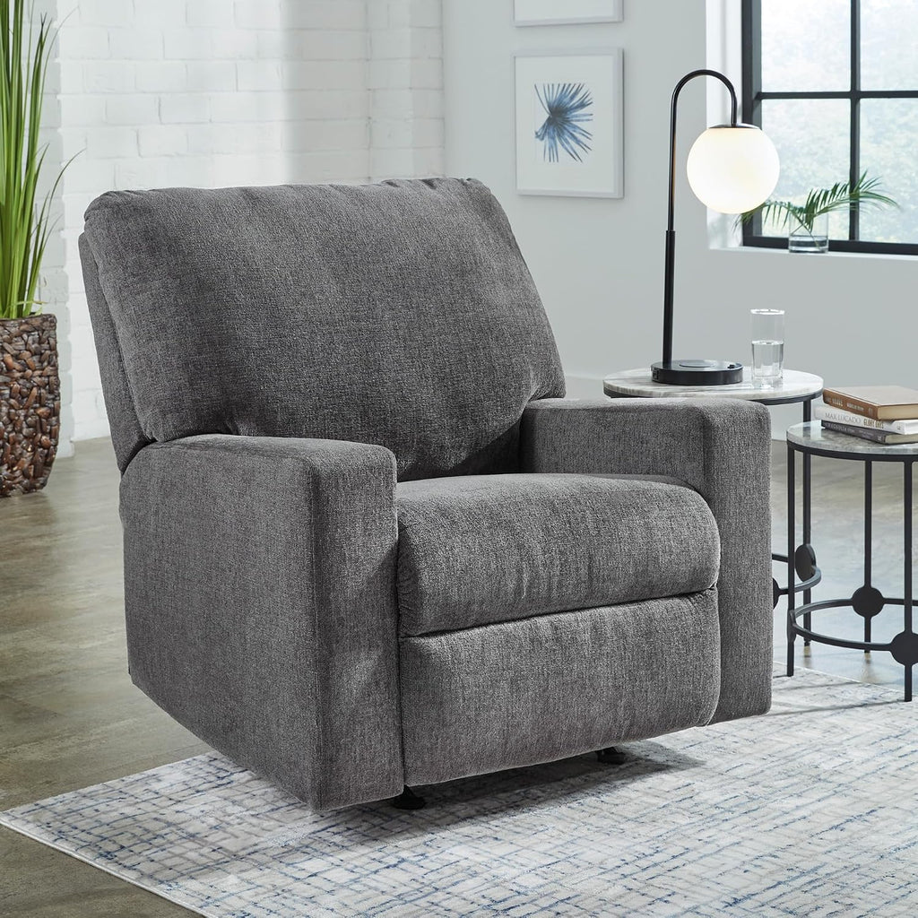 Signature Design by Ashley Rannis Casual Manual Rocker Recliner, Gray