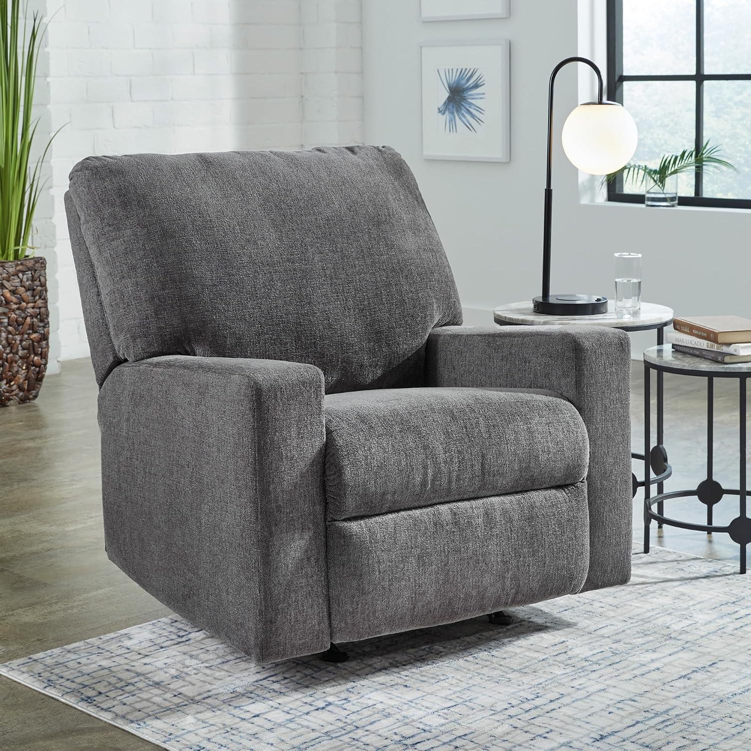 Signature Design by Ashley Rannis Casual Manual Rocker Recliner, Gray