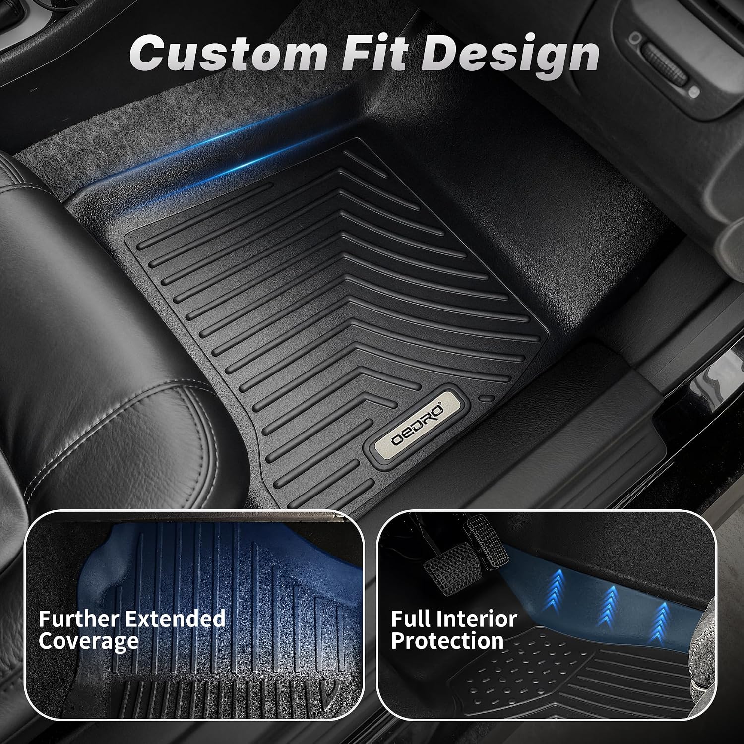 OEDRO Floor Mats Fit for 2018-2025 Chevrolet Traverse 7 Seats with 2nd Row Bucket Seats, Custom Fit All Weather Floor Mats Liners 3 Row & Cargo Liner Behind