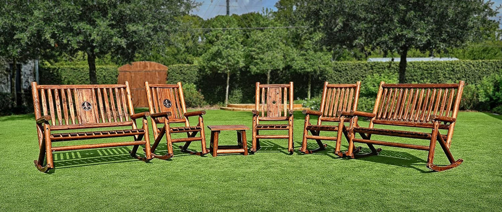 Leigh Country Amberlog Single Rocker with Fleur-De-Lis Cutout
