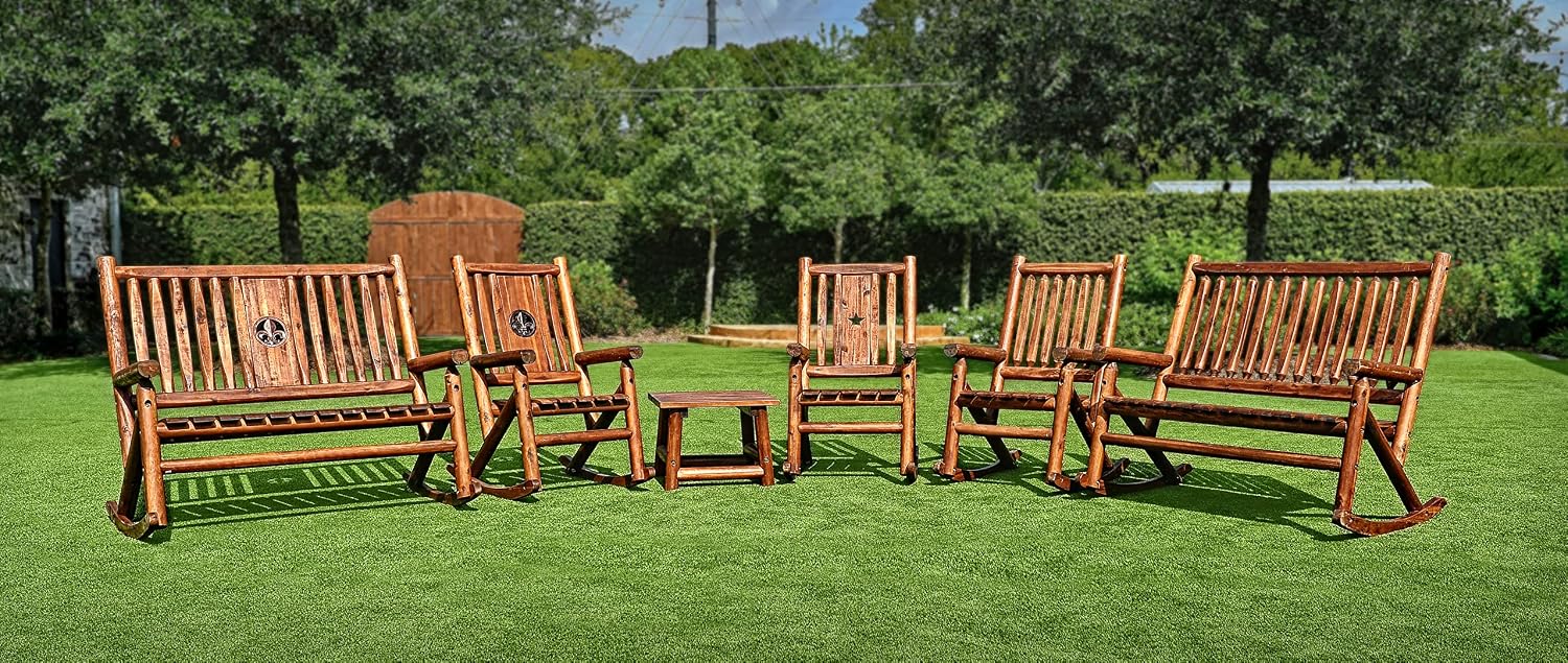 Leigh Country Amberlog Single Rocker with Fleur-De-Lis Cutout