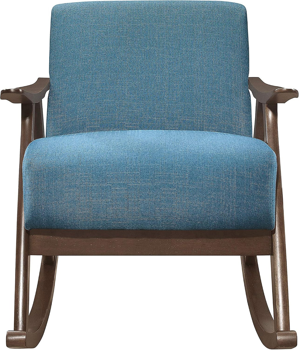 Lexicon Helena 28.5' W Fabric Wood Arm Rocking Chair, Blue