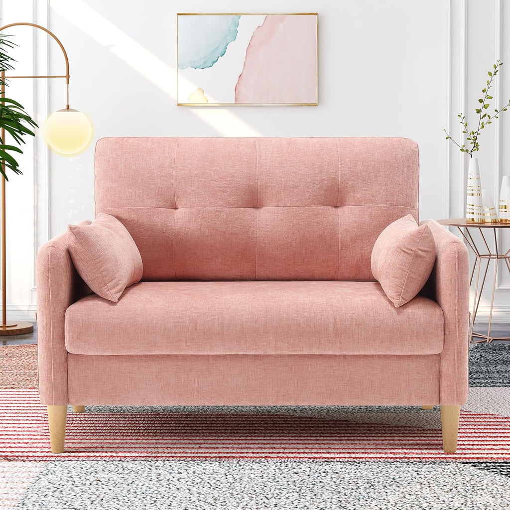 Hanherry Loveseat Sofa, 44' Small Couch for Living Room, Chenille Fabric Love Seat Comfy Sofa for Bedroom with Throw Pillow,Removable Cushion Cover,Couches for Small Space,Apartment,Dorm