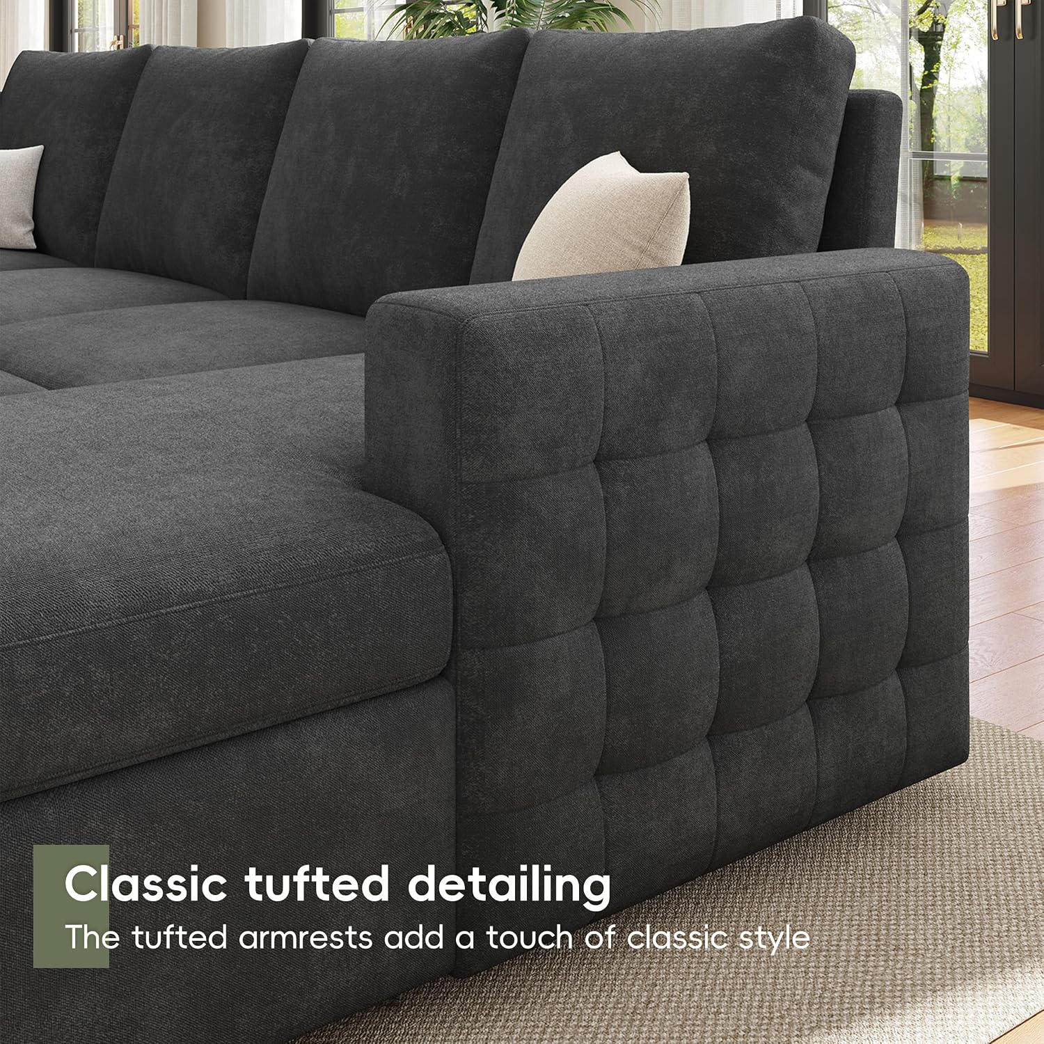 86' Sectional Sleeper Sofa Bed, Sleeper Couch with Pull out Bed, L Shaped Couch with Storage, Modular Sectional Sofa， Sectional Couches for Living Room&Apartment, Convertible Sofas, Gray Couches