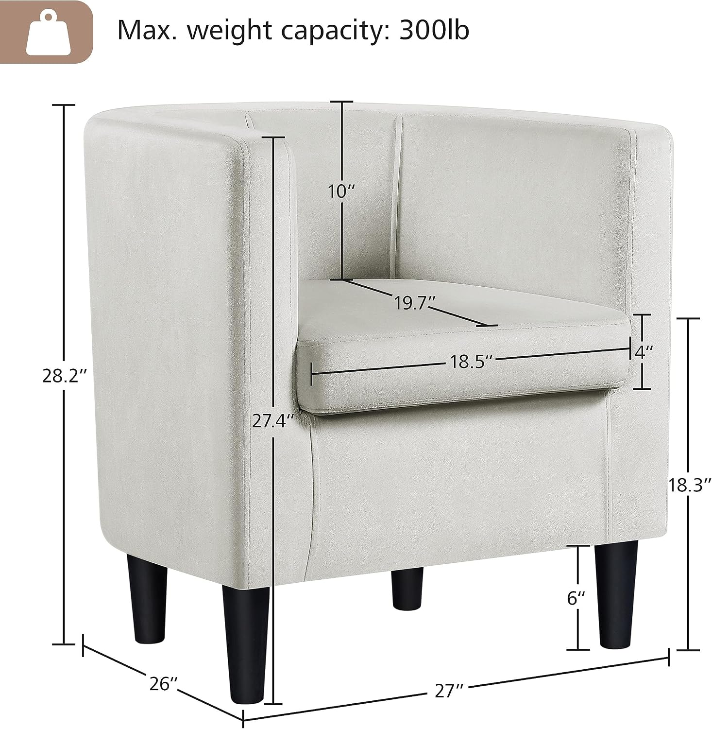 Yaheetech Velvet Accent Chair, Modern and Comfortable Armchairs, Upholstered Barrel Sofa Chair for Living Room Bedroom Waiting Room, Beige, 2pcs