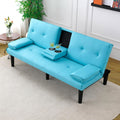 KEIKI 3 in 1 Convertible Sleeper Sofa Bed with Cup Holder, Futon Sofa Bed for Living Room, Dorm or Home Office, Blue