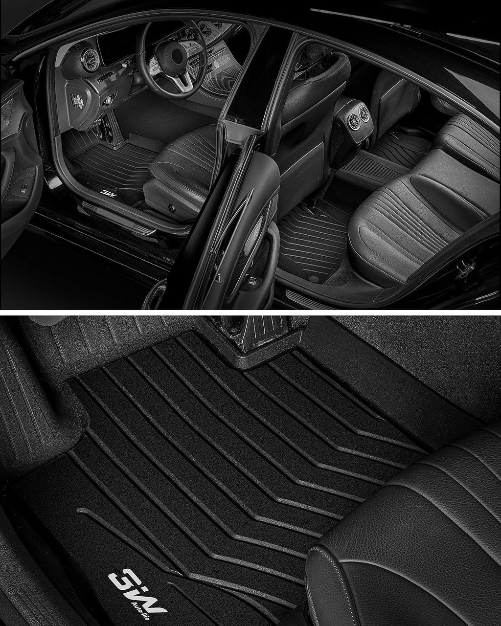 3W Floor Mats for Benz E-Class 2017-2023 Sedan & Wagon Only, E300/E350/E400/E43 AMG/E450/E53 AMG/E550/E63 AMG S TPE All Weather Floor Liner, 1st&2nd Row Full Set Car Liners Black