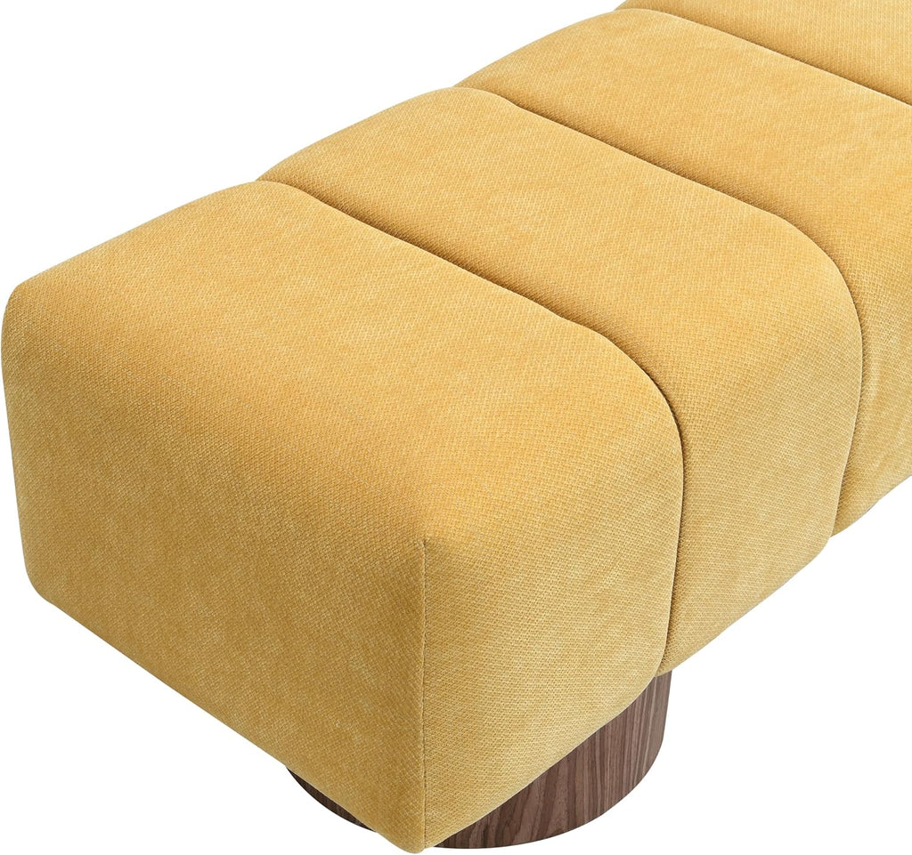 Christopher Knight Home Manila 50' Chenille Fabric Dining Bench for 2 People, Upholstery Ottoman Bench, End of Bed Footstool, Living Room Sofa Extra Seat/Footrest, No Assembly Needed, Mustard Yellow