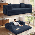 MoonSpeak 78.8''Sleeper Couch Bed for Livingroom,Convertible Modular Sofa with Armrest Pillow,Modular Foldable Corduroy Couches in a Box,No Assembly (Blue)