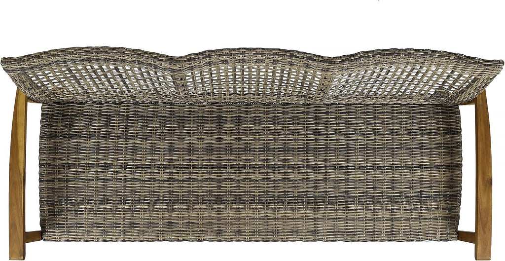 Christopher Knight Home Marcia Outdoor Wood Sofa, Wicker, 75.50 x 31.00 x 31.50, Gray, Natural Stained Finish