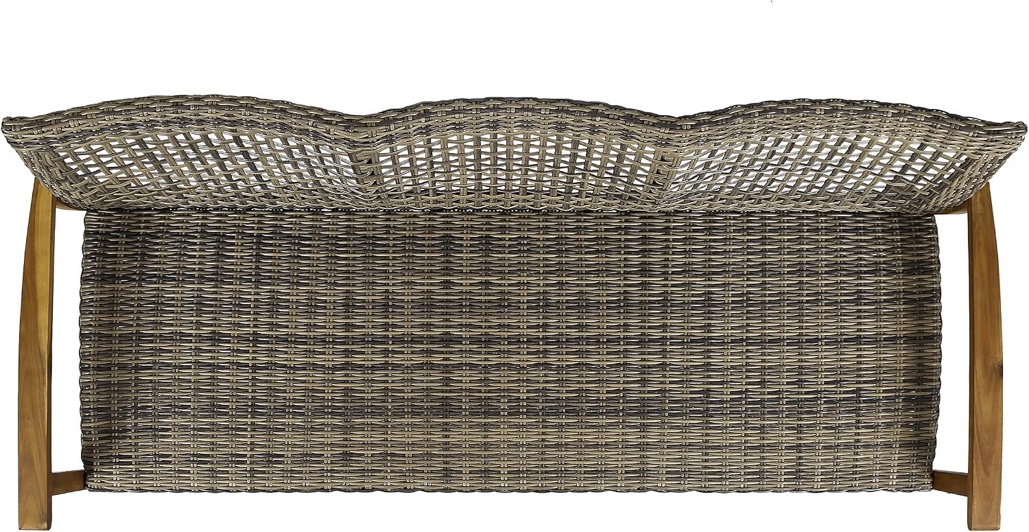 Christopher Knight Home Marcia Outdoor Wood Sofa, Wicker, 75.50 x 31.00 x 31.50, Gray, Natural Stained Finish