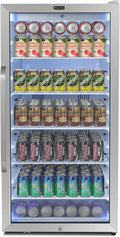 Whynter CBM-815WS Freestanding 8.1 cu. ft. Stainless Steel Merchandiser Superlit Door and Lock – White Commercial Beverage Refrigerator, Silver