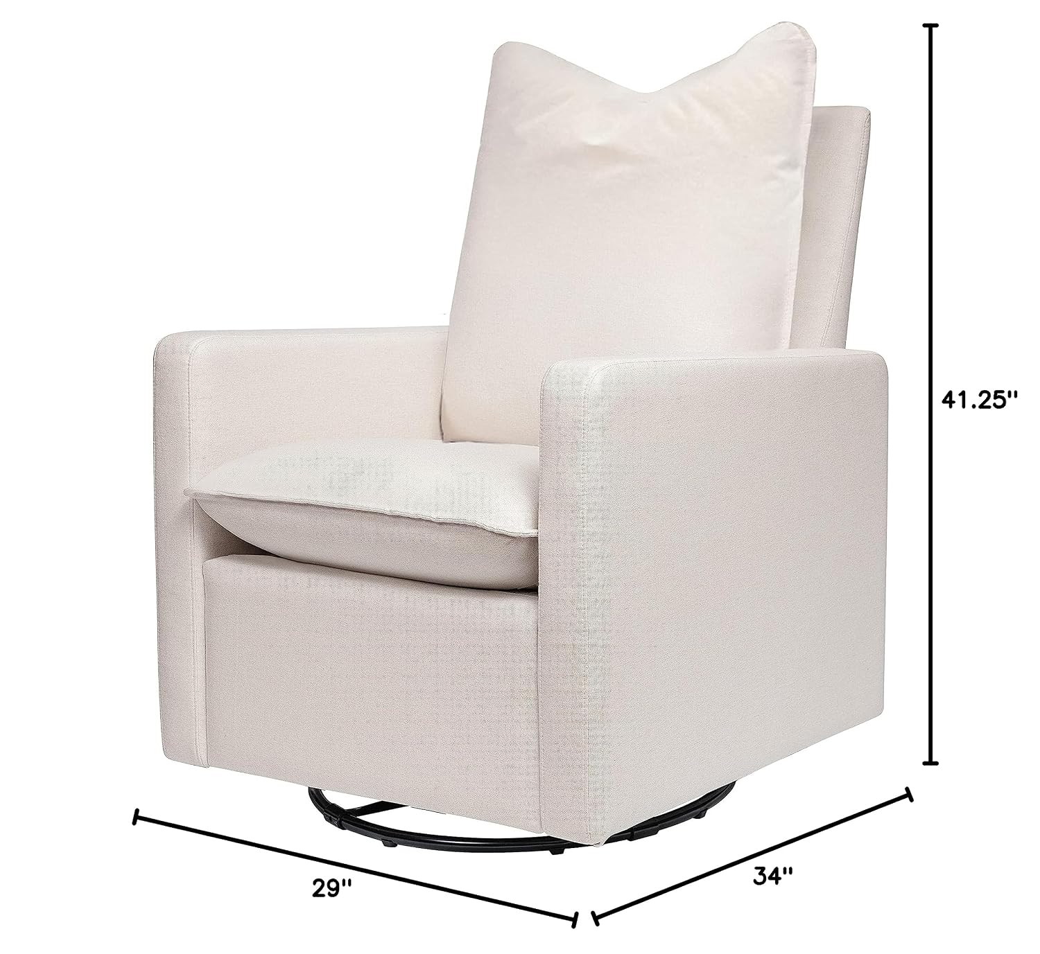 Babyletto Cali Pillowback Swivel Glider in Performance Plastic Cream Eco-Weave, Water Repellent & Stain Resistant, Greenguard Gold and CertiPUR-US Certified