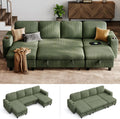 LINSY HOME Sectional Sleeper Sofa Pull Out Couches for Living Room (Green, Sleeper Sofa 3) | Pull Out Sofa Bed, Storage, USB Charging, Cup Holders, Plush Corduroy | Pull Out Sofa Bed, Storage, USB Charging, Cup Holders, Plush Corduroy
