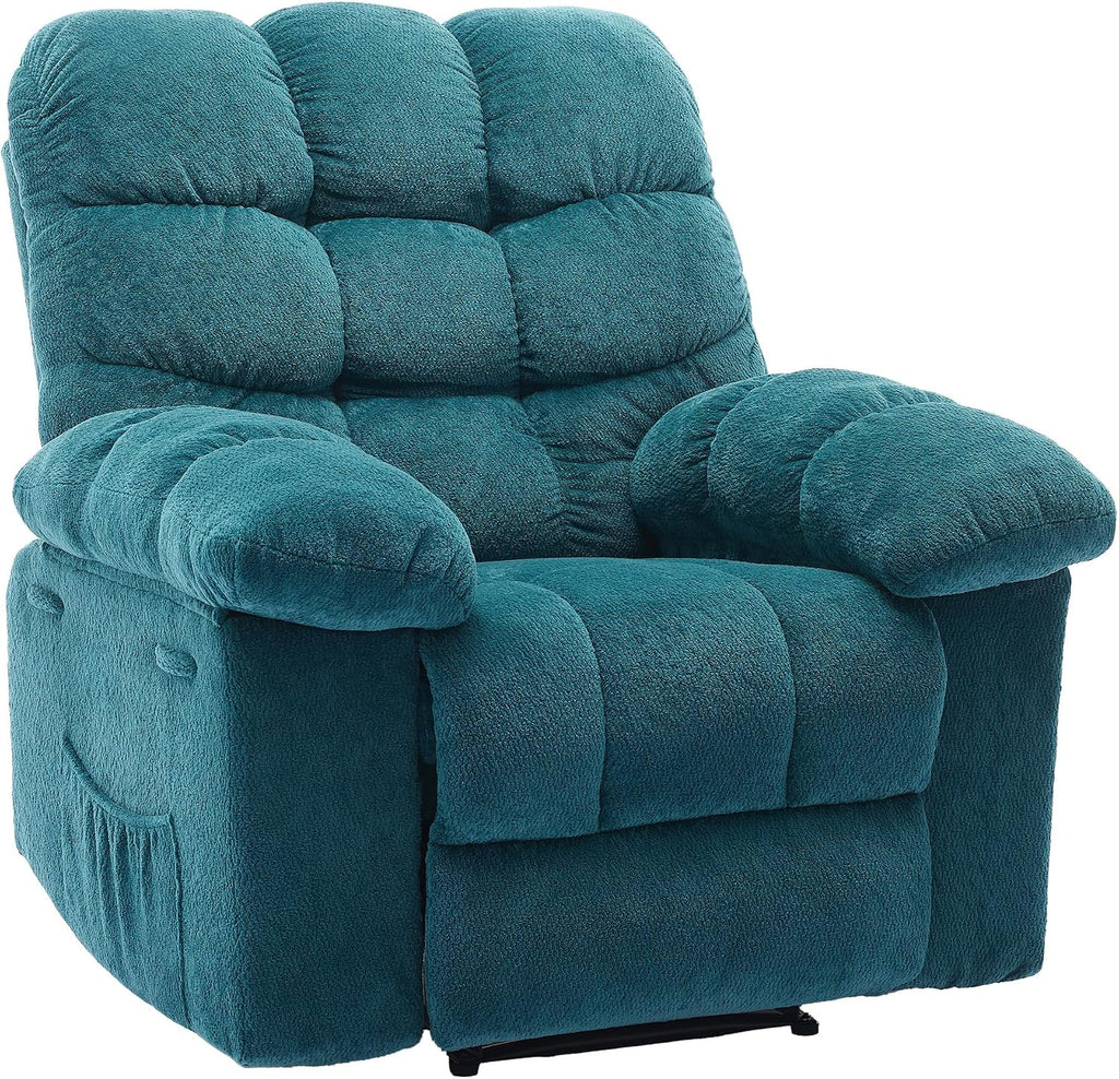 Manual Recliner Chair, Oversized Recliner for Adults with Extra Wide Arm and Back, Lazy Boy Recliner with Side Pockets, Comfy Breathable Fabric Large Nursery Rocking Chair for Living Room Bedroom