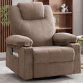 Weture Swivel Rocker Recliner Chair with Heat and Massage, 360 Degree Swivel Rocking Single Sofa with Cup Holders and USB Port, Big Oversized Recliner Chair for Living Room (Fabric, Brown)