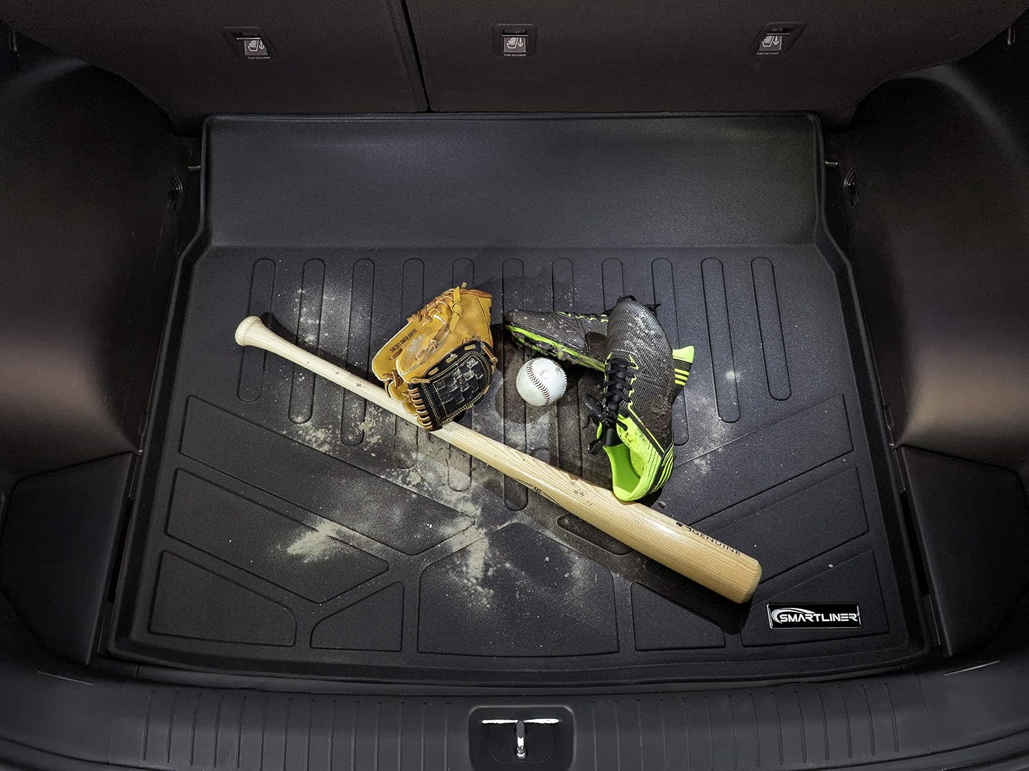 SMARTLINER Floor Mats 3 Rows and Cargo Liner Behind 3rd Row Set Compatible with 2017-2020 Chrysler Pacifica