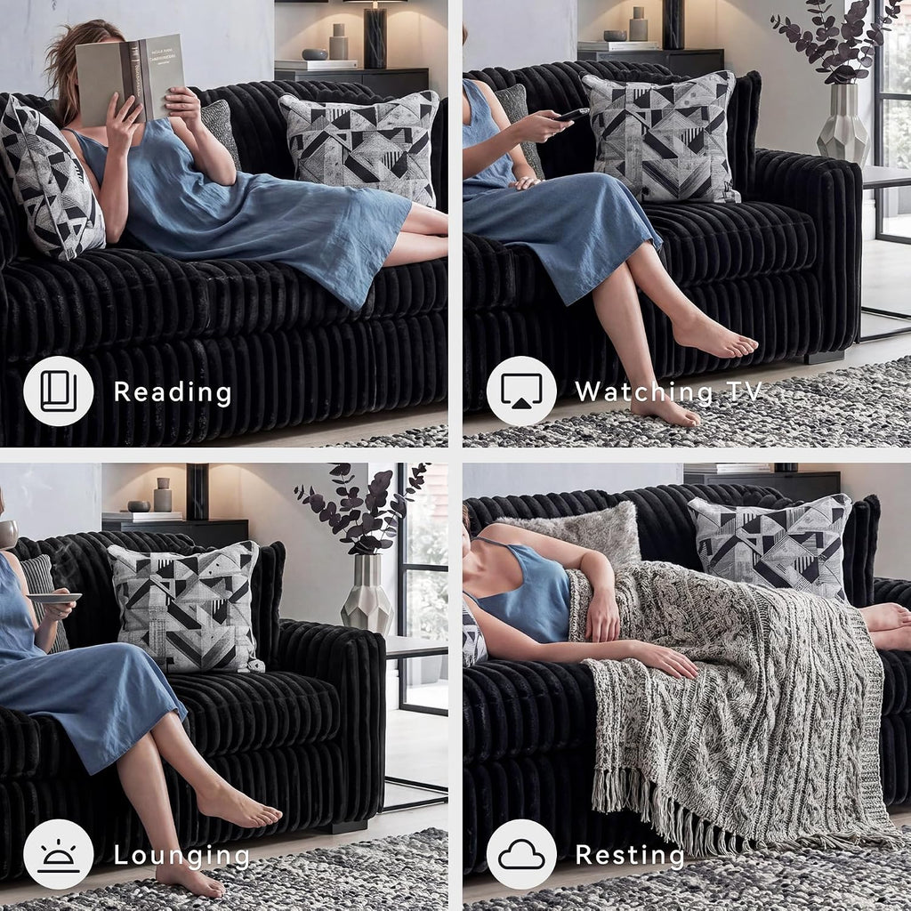 Signature Design by Ashley Midnight-Madness Modern Anti Sage Sofa with Reversible Cushions, Black