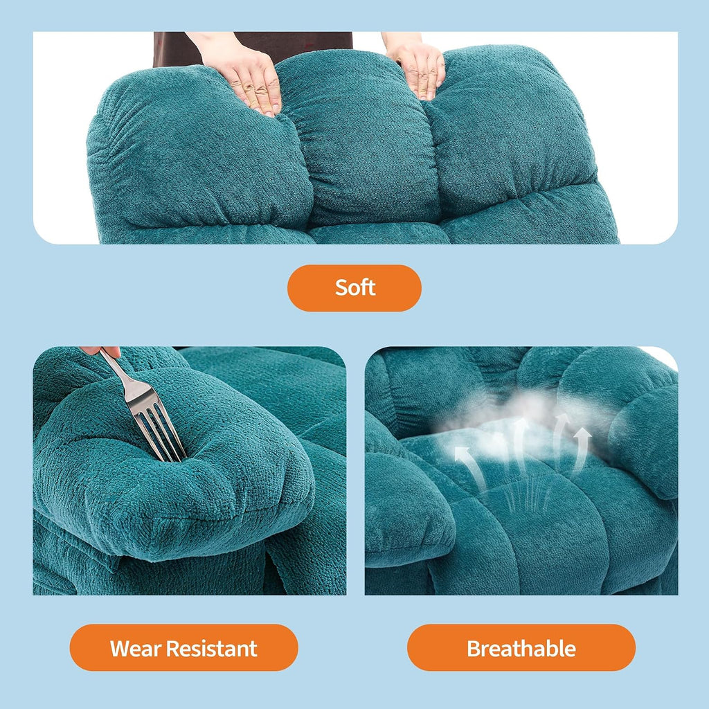 Manual Recliner Chair, Oversized Recliner for Adults with Extra Wide Arm and Back, Lazy Boy Recliner with Side Pockets, Comfy Breathable Fabric Large Nursery Rocking Chair for Living Room Bedroom