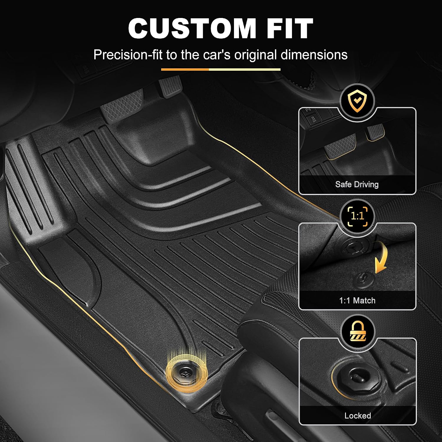 Floor Mats & Cargo Liner Fit for 2022-2026 Honda Civic Hatchback Sport/EX-L/LX - Original All Weather TPE Floor Liners Trunk Mat Civic Hatchback Accessories Cargo Tray (Not for Hybrid/Sport Touring)