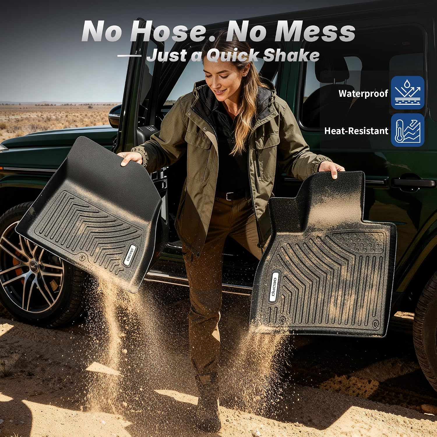OEDRO Floor Mats for 2024 2025 2026 Chevy Trax/Buick Envista, Custom Fit TPE All Weather Trunk Mat with Backrest for Chevy Trax Accessories, Anti-Slip Back Seat Protector, Full Mat Set, Black