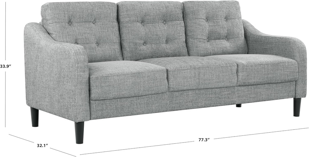 SAFAVIEH Couture Furniture Collection Nathaniel Grey Tufted 3-Seater Sofa