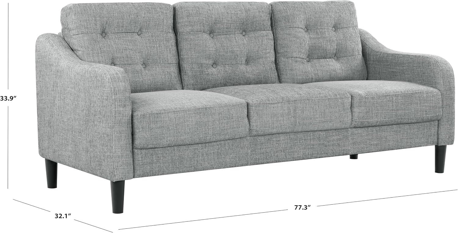 SAFAVIEH Couture Furniture Collection Nathaniel Grey Tufted 3-Seater Sofa