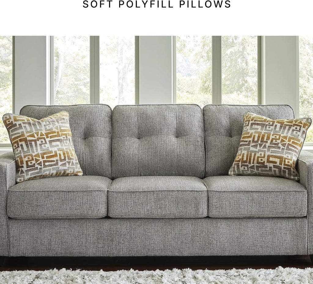 Signature Design by Ashley Fanciful Classic Sofa with Tufted Cushion and Removable Cushion, Light Gray