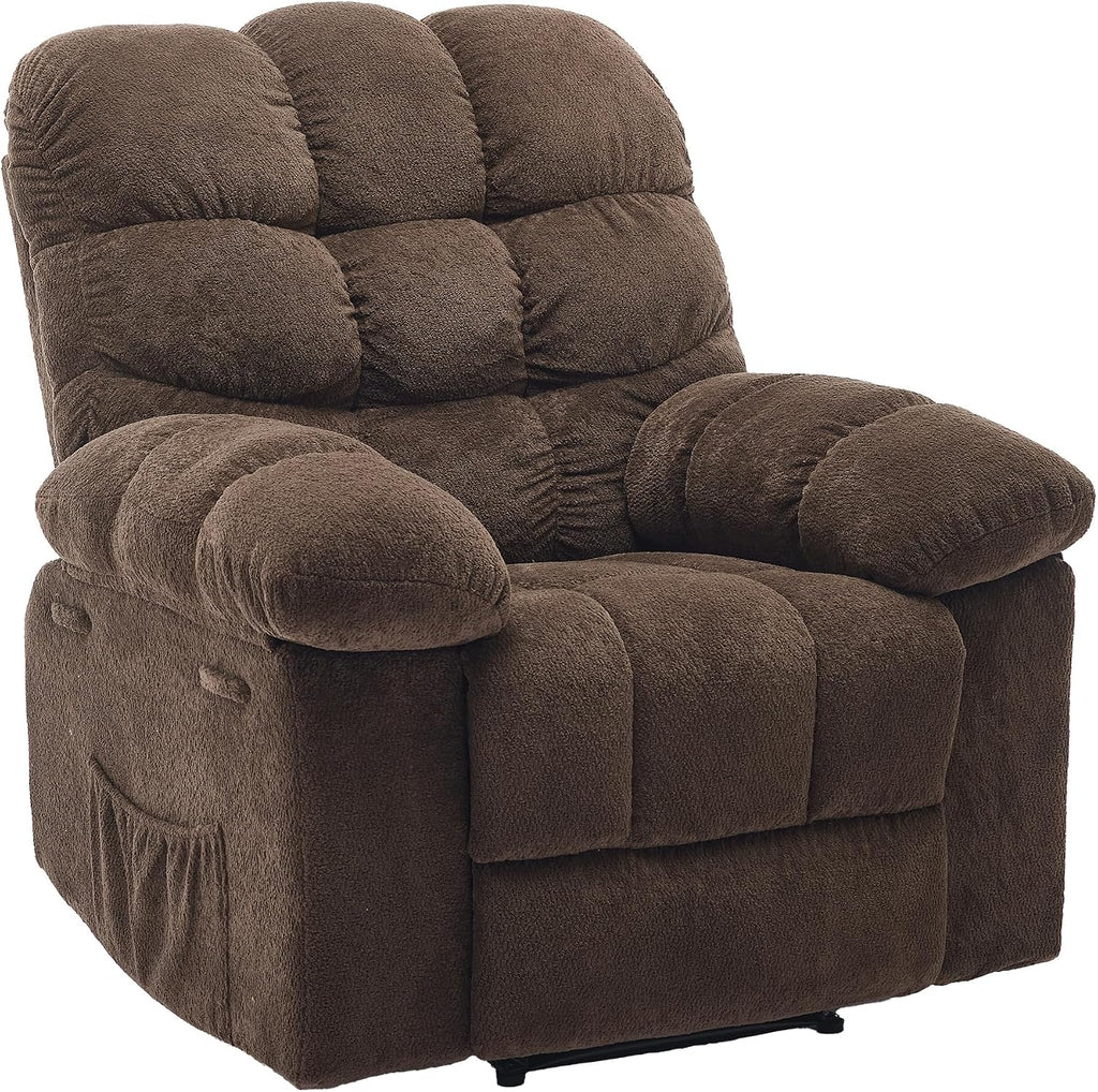 Manual Recliner Chair, Oversized Recliner for Adults with Extra Wide Arm and Back, Lazy Boy Recliner with Side Pockets, Comfy Breathable Fabric Large Nursery Rocking Chair for Living Room Bedroom