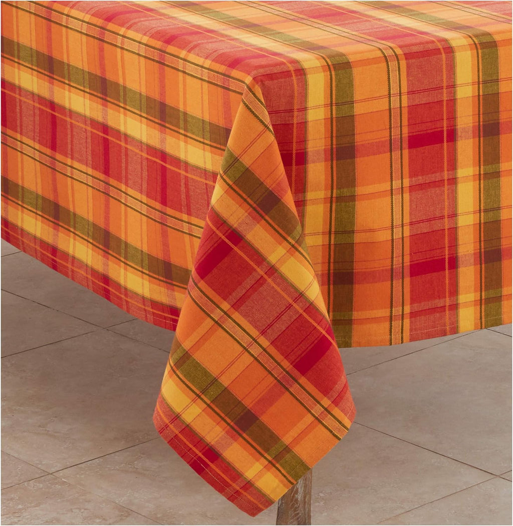 Terracotta Orange Harvest Halloween Autumn Thanksgiving Holiday Design Dinner Tablecloth, 65' X 160' Rectangular, 100% Cotton, (1 Piece).