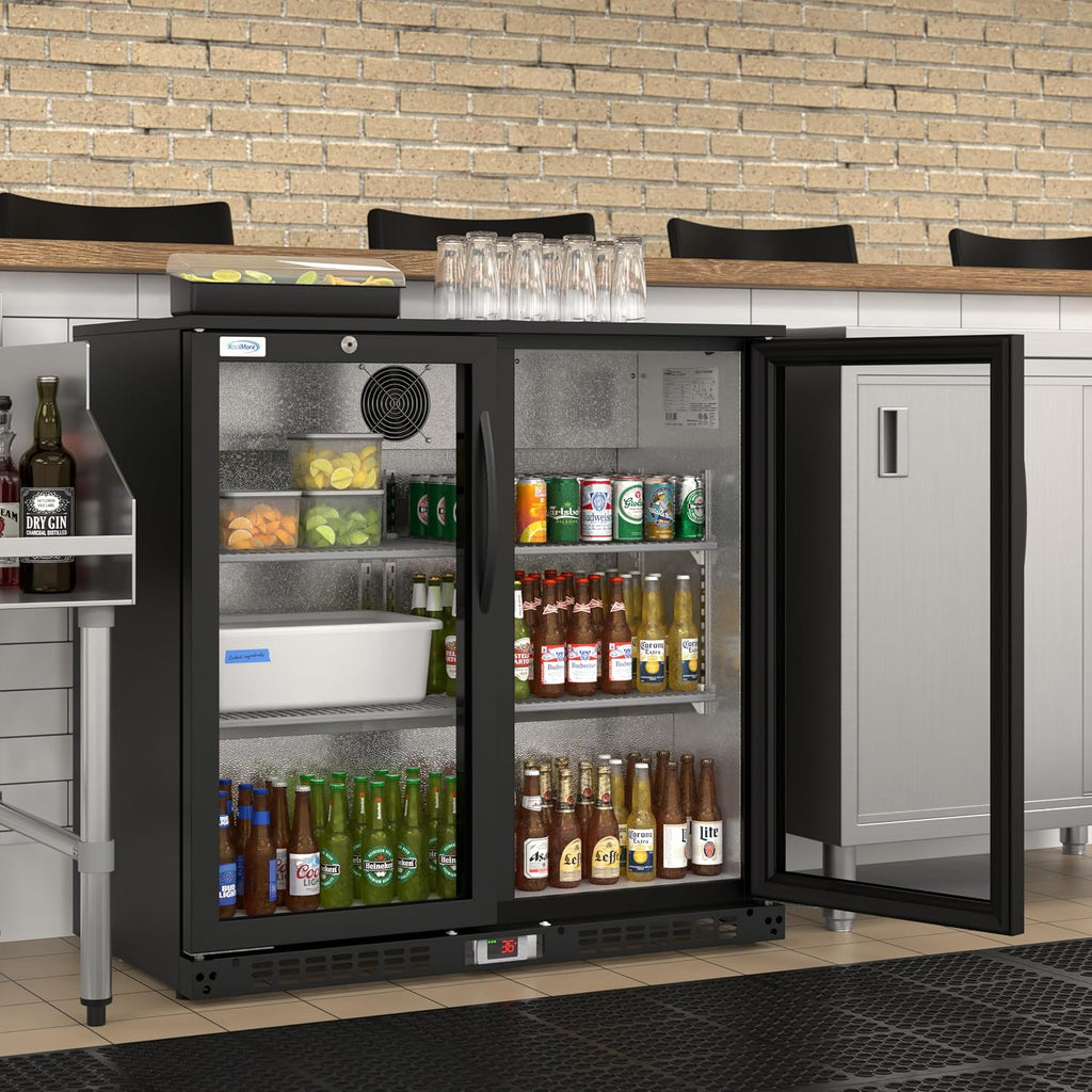 KoolMore BC-2DSW-BK Refrigerator, Double Door, Black