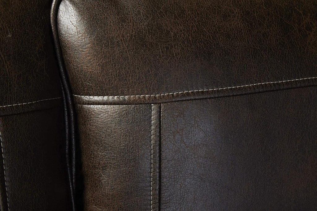 Leinster Faux Leather Sofa with Antique Bronze Nailheads in Espresso