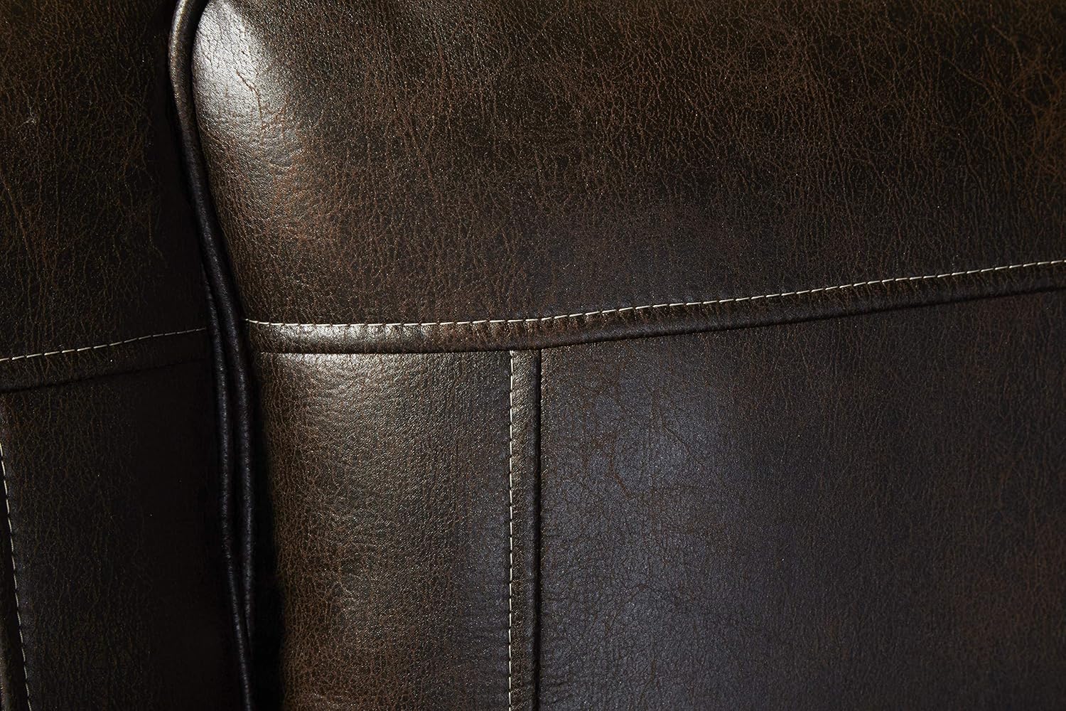Leinster Faux Leather Sofa with Antique Bronze Nailheads in Espresso