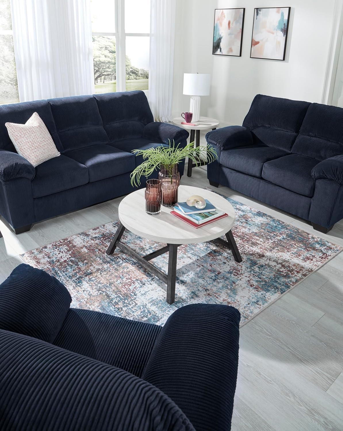 Signature Design by Ashley SimpleJoy Casual Manual Rocker Recliner with Pillow-Top Arms, Blue