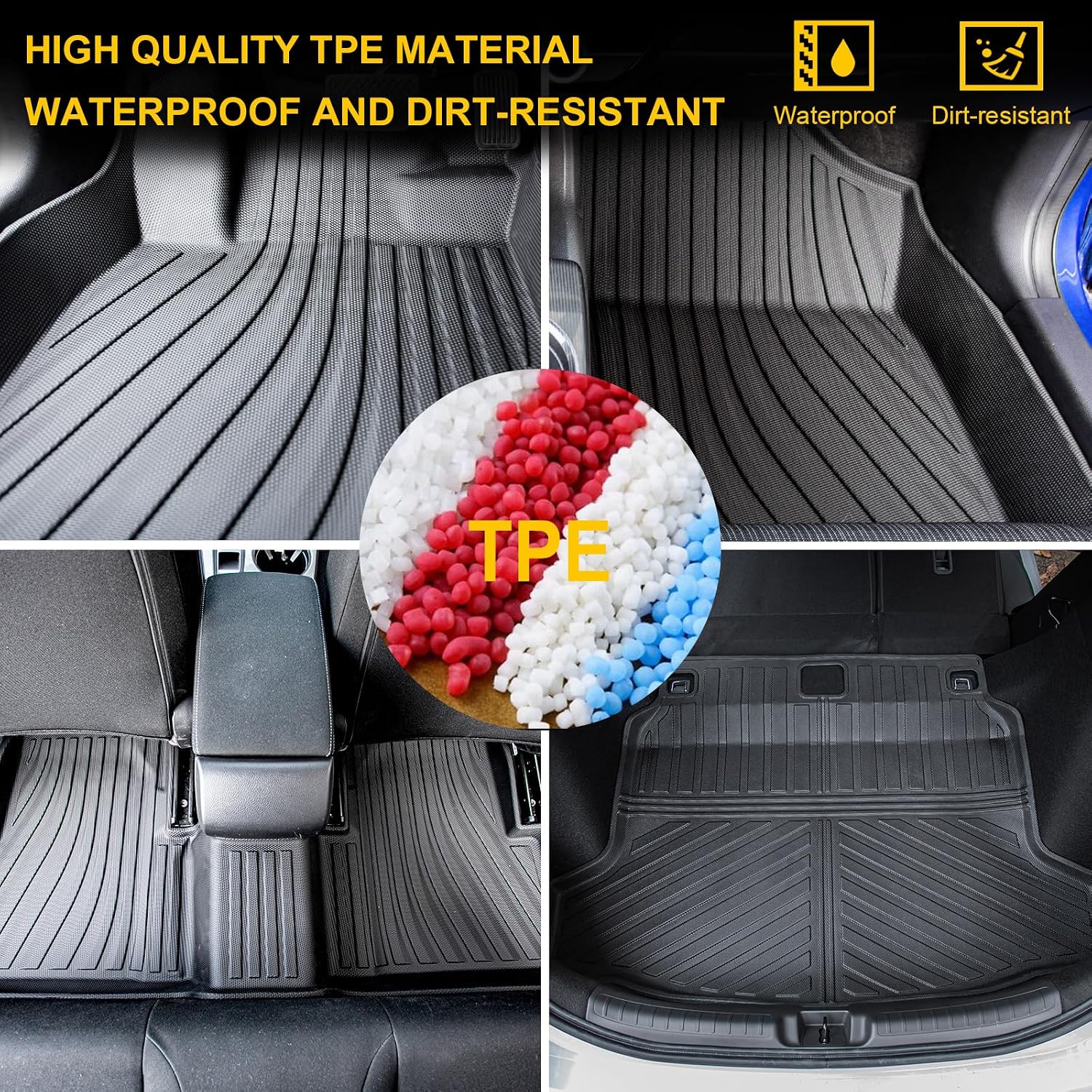 Floor Mats Compatible with 2022-2025 2026 Honda Civic Hatchback Trunk Mat Cargo Mat Cargo Liner All Weather Trunk Liner Civic Hatchback Accessories (Trunk Mat+Floor Mats)