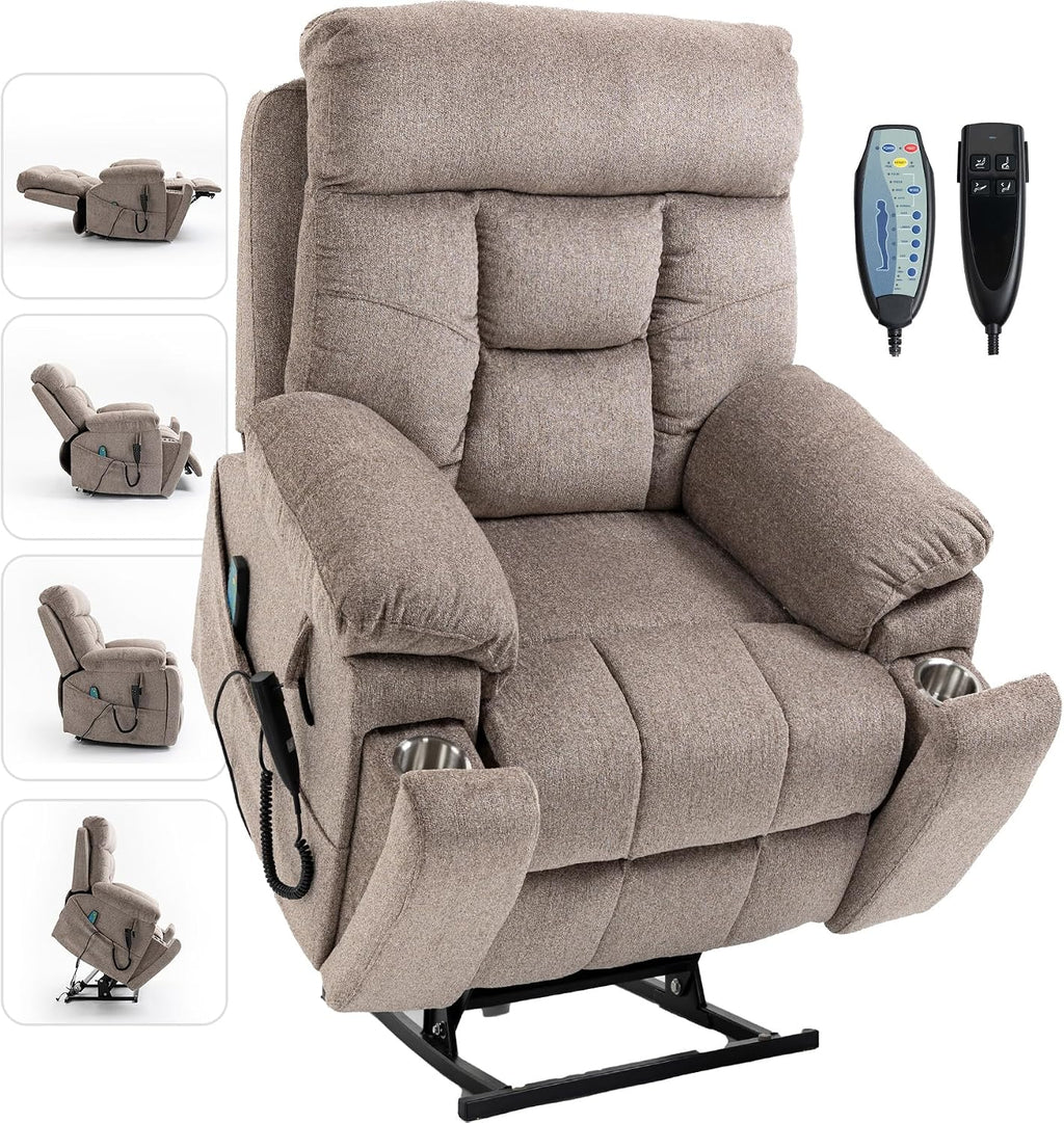 26in Extra Large Lazy Boy Recliner Chair for Tall Men Up to 6'2'/350lb Adjustment Power Lift Recliner Chair with Cupholder, Massage Chair Recliner with Lumbar Heating