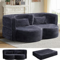 KEIKI 79' Convertible Floor Sofa Bed, Fold ‌Teddy Sleeper Cloud Couch with Storage & Deep Seat, Comfy Upholstery Curved Boneless Futon Couches, 2-in-1 Sofas for Living Room Bedroom, No Assembly, Gray