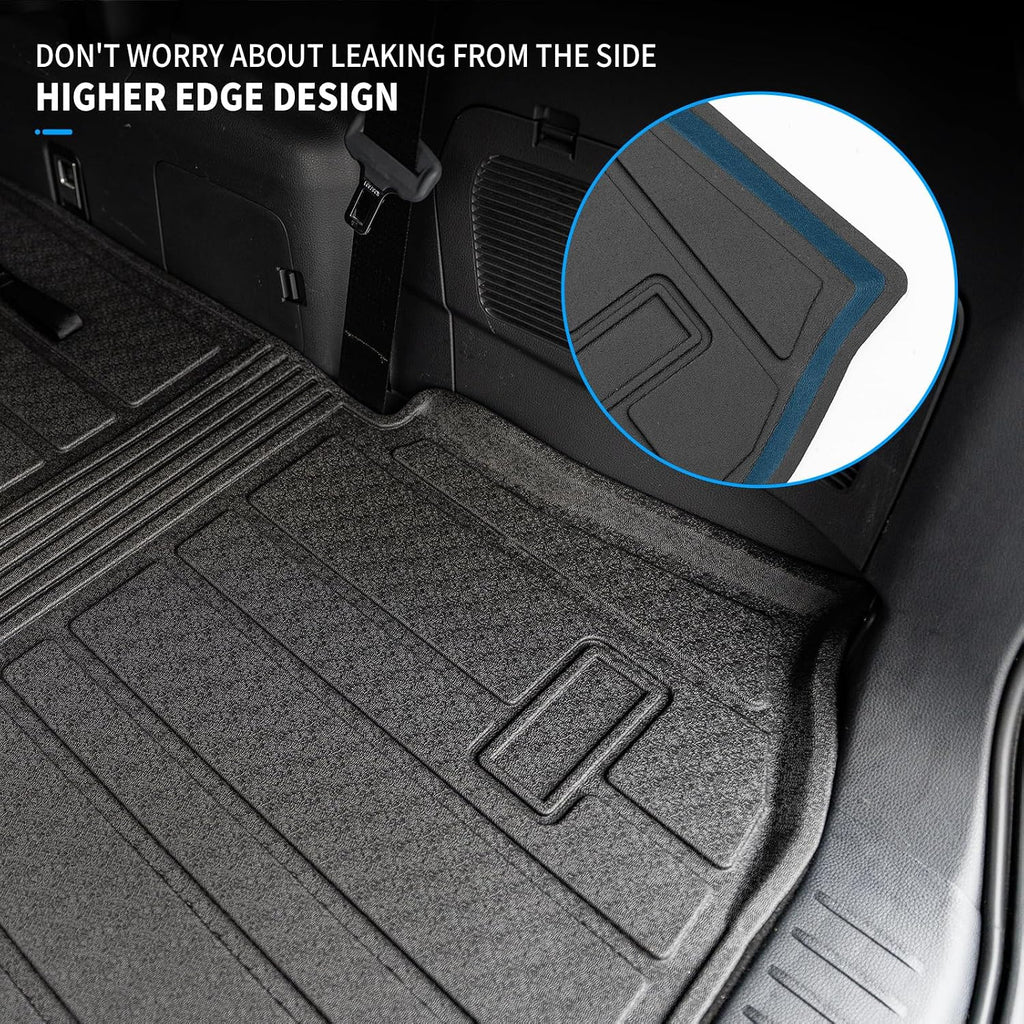 Bomely Floor Mats Compatible with 2020-2026 Toyota Highlander Cargo Liner Back Seat Cover Hybrid Fuel 2025 7 Seats Highlander Accessories (2020-2026,Floor Mats+Trunk Mat with Backrest Mat)