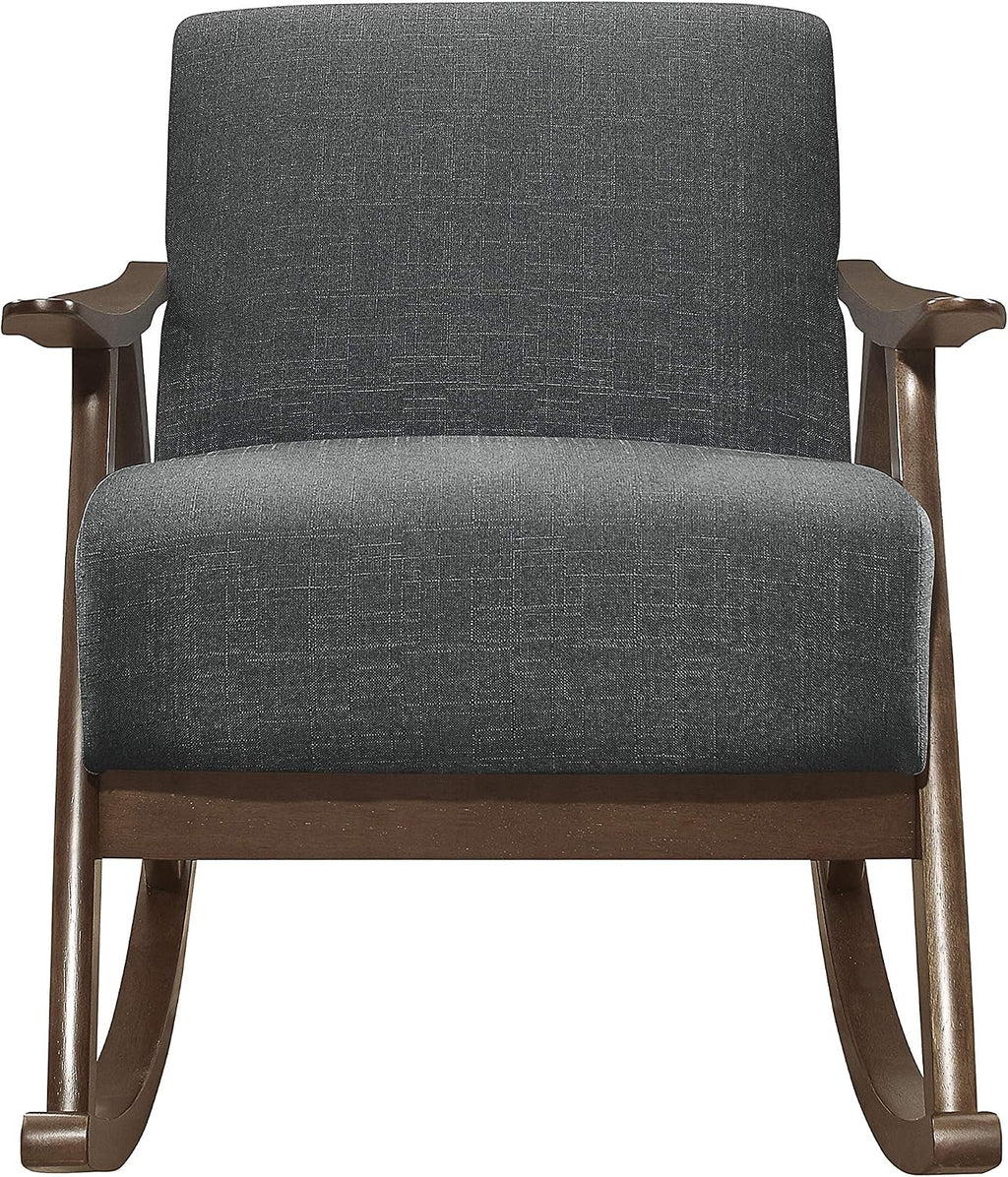 Lexicon Helena 28.5' W Fabric Wood Arm Rocking Chair, Dark Gray