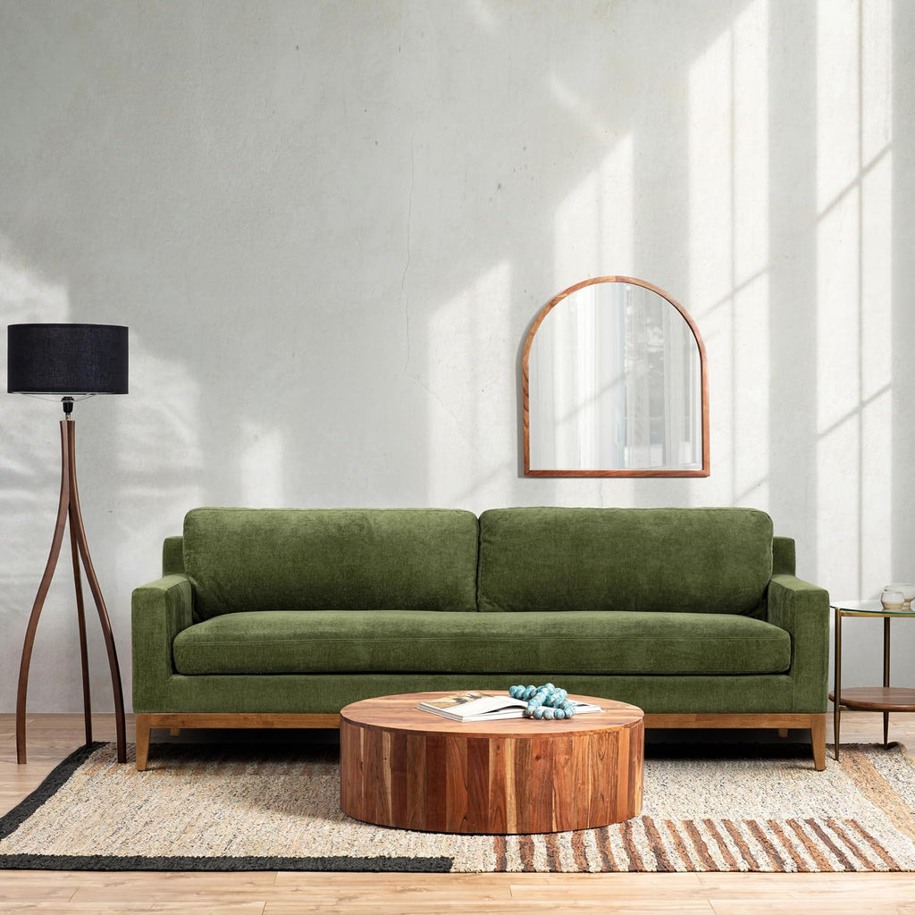 POLY & BARK Zyon Sofa, Distressed Green Velvet